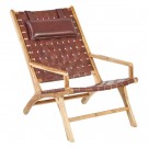 Lenestol brunt teak tre skinn 66x97x90 thumbnail