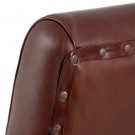 ARMCHAIR BROWN TEAK WOOD-LEATHER ROOM 65 X 76 X 83 CM thumbnail