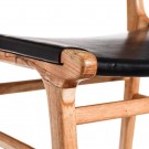 Spisestol svart teak tre-skinn 50x52x83 thumbnail