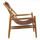 Lenestol brunt teak tre skinn 70x82x88 thumbnail