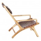 Lenestol brunt teak tre skinn 66x97x90 thumbnail