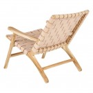 Lenestol beige teak tre-skinn 74x78x75 thumbnail