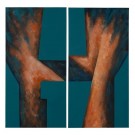 2stk, Abstrakt, håndmalt lerret 70x140 thumbnail