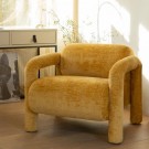 WOOOD LENNY ARMCHAIR IN MATT COARSE VELVET - GOLD / YELLOW thumbnail