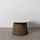MAIN TABLE WHITE-BROWN MARBLE/WOOD ROOM 80 X 80 X 49 CM thumbnail