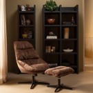 WOOOD YARO SWIVEL ARMCHAIR WITH FOOTSTOOL - ESPRESSO thumbnail