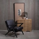Lenestol Sort skinn - teak  78 X 64 X 75 CM thumbnail
