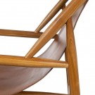 Lenestol brunt teak tre skinn 70x82x88 thumbnail