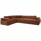 WOOOD MOJO CORNER SOFA LEFT WOVEN RIB FABRIC RUST BROWN thumbnail