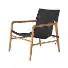 Beja stol med armlene Teak / skinn sort. thumbnail