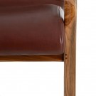Lenestol brunt teak tre skinn 65x76x83 thumbnail