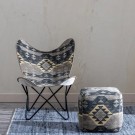 Puff svart-taupe stoffdekorering 45x45x45 thumbnail