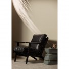 WOOOD HOUSTON ARMCHAIR REAL LEATHER BLACK thumbnail