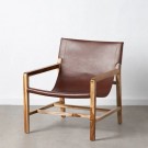 DENZZO Lenestol brunt teak tre skinn 69x82x82 thumbnail