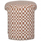 WOOOD CHARLIE UPHOLSTERED STOOL CHECKERED PATTERN ORANGE thumbnail