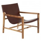 DENZZO Lenestol brunt teak tre skinn 69x82x82 thumbnail