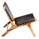 Lenestol svart teak tre skinn87x83x66 thumbnail