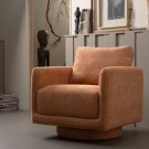 WOOOD OSCAR SWIVEL ARMCHAIR IN COARSE FABRIC - SALMON  thumbnail