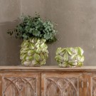 VASE GREEN-WHITE CERAMIC DECORATION 34 X 33 X 23 CM thumbnail