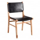 Spisestol svart teak tre-skinn 50x52x83 thumbnail