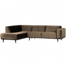 WOOOD STATEMENT CORNER SOFA LEFT VELVET TAUPE thumbnail