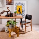 Spisestol svart teak tre-skinn 50x52x83 thumbnail