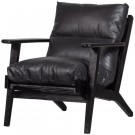 WOOOD HOUSTON ARMCHAIR REAL LEATHER BLACK thumbnail