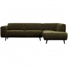 WOOOD STATEMENT CORNER SOFA RIGHT FLAT RIB WARM GREEN thumbnail