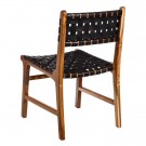 Spisestol svart teak tre-skinn 56x48x80 thumbnail