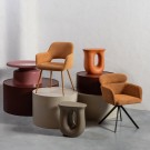 WOOOD FENNE SWIVEL DINING CHAIR WOVEN FABRIC GINGER thumbnail