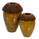 VASE MUSTARD CERAMIC DECORATION 32 X 32 X 48 CM thumbnail