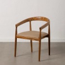 Spisestol natur-beige teak tre-skinn 54x51x70 thumbnail