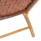 Lenestol brunt teak tre skinn 66x97x90 thumbnail