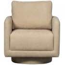 WOOOD OSCAR SWIVEL ARMCHAIR IN CHENILLE FABRIC - NATURAL  thumbnail