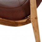 ARMCHAIR BROWN TEAK WOOD-LEATHER ROOM 65 X 76 X 83 CM thumbnail