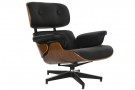 ARMCHAIR SET 2 WALNUT PU 89X87X79 FOOTREST BLACK thumbnail