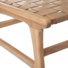 Sittebenk beige teak tre-skinn 140x59x89 thumbnail