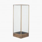 ANTIQUE BRASS METAL AND GLASS SQUARE LANTERN LARGE thumbnail