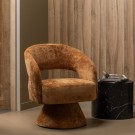 WOOOD EBBA SWIVEL ARMCHAIR IN CHENILLE FABRIC -  TERRA thumbnail