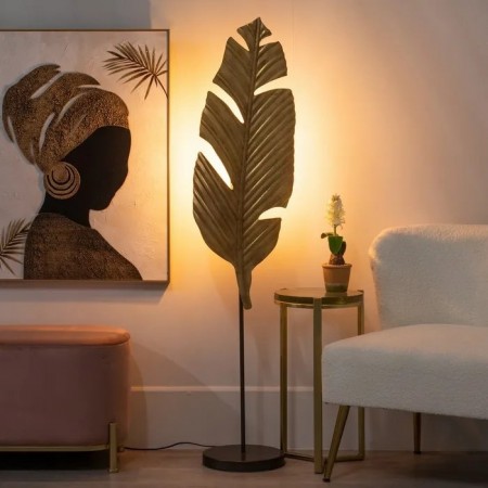 FLOOR LAMP LEAVE GOLD-BLACK METAL 31,50 X 31,50 X 140 CM