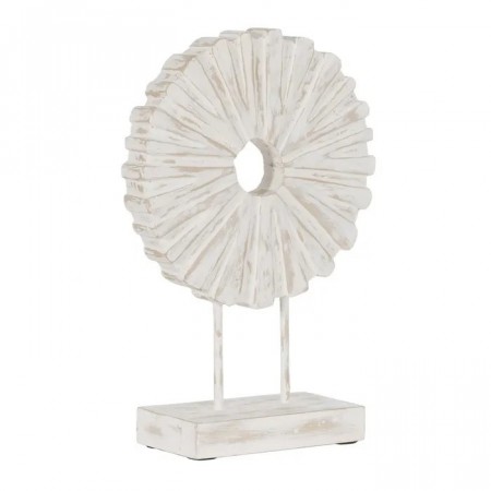 2stk, SCULPTURE RING NATURAL-WHITE MANGO WOOD 26 X 10 X 37 CM