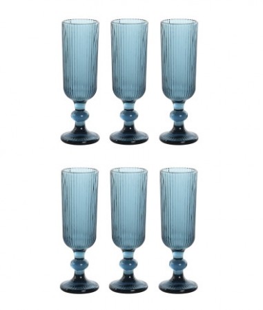  6 GLASS 6X6X18,5 150ML, GRATED BLUE