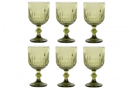  6 GLASS 9X9X16,5 380ML GRATED GREEN