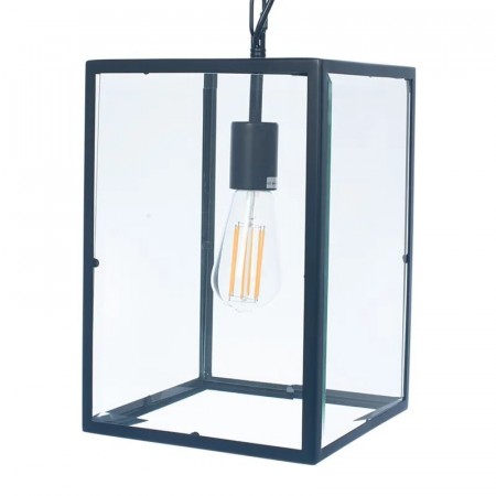LLEWELLYN MATT BLACK METAL/GLASS ONE PENDANT