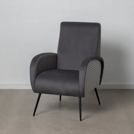 Lenestol grå stoff-metall 68x97x86