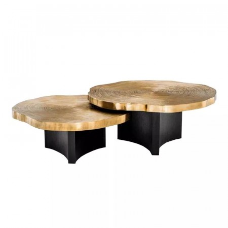 Sofabord - sett -Timber  85x85x40cm + 95x95x45cm gull og sort