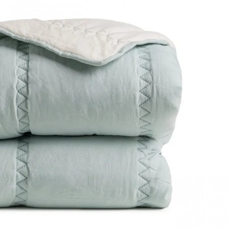 Sengeteppe vendbar krem-azul 230x280