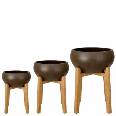 Rustik brun i sett a 3 stk.  D50H24, D40H19, D32H15 cm