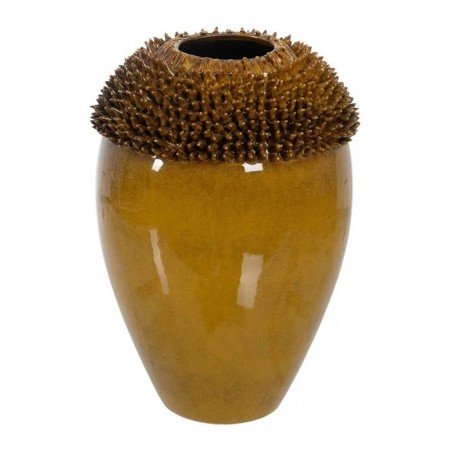 VASE MUSTARD CERAMIC DECORATION 32 X 32 X 48 CM