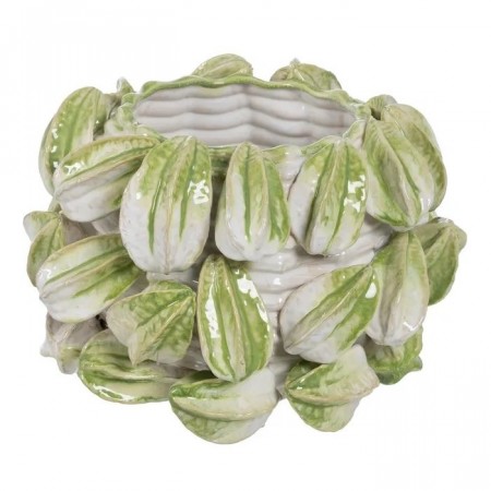 VASE GREEN-WHITE CERAMIC DECORATION 34 X 33 X 23 CM